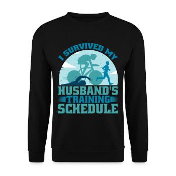 I Survived My Husband's Training Schedule 19 - Unisex Pullover - Schwarz - Vorne - Alina (178cm) & Michal (187cm)