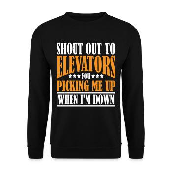 Aux ascenseurs pour venir me chercher quand je suis en bas 7 - Sweat-shirt Unisexe - noir - Devant - Alina (178cm) & Michal (187cm)