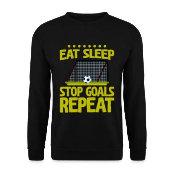 Eat Sleep Stop Goals Repeat 4 - Unisex Pullover - Schwarz - Vorne - Alina (178cm) & Michal (187cm)