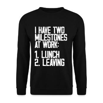 I Have Two Milestones At Work, Lunch, Leaving 3 - Unisex Pullover - Schwarz - Vorne - Alina (178cm) & Michal (187cm)