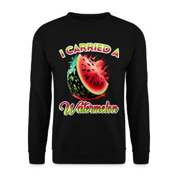 J’ai porté une pastèque 16 - Sweat-shirt Unisexe - noir - Devant - Alina (178cm) & Michal (187cm)