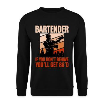 Bartender, If You Don't Behave You'll Get 86'd 2 - Unisex Pullover - Schwarz - Vorne - Alina (178cm) & Michal (187cm)