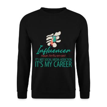 Influencer, It's Not Social Media Addiction 2 - Unisex Pullover - Schwarz - Vorne - Alina (178cm) & Michal (187cm)
