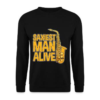 Saxiest Man Alive - Unisex Pullover - Schwarz - Vorne - Alina (178cm) & Michal (187cm)