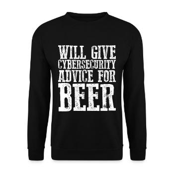 Will Give Cybersecurity Advice For Beer 3 - Unisex Sweatshirt - black - Front - Alina (178cm) & Michal (187cm)