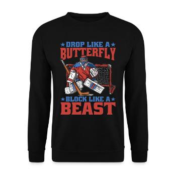 Drop Like A Butterfly, Block Like A Beast - Sweat-shirt Unisexe - noir - Devant - Alina (178cm) & Michal (187cm)