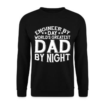 Engineer By Day, World's Greatest Dad By Night 3 - Unisex Sweatshirt - black - Front - Alina (178cm) & Michal (187cm)