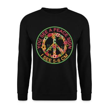 You See A Peace Sign, I See 5-6 Cm 2 - Unisex Pullover - Schwarz - Vorne - Alina (178cm) & Michal (187cm)