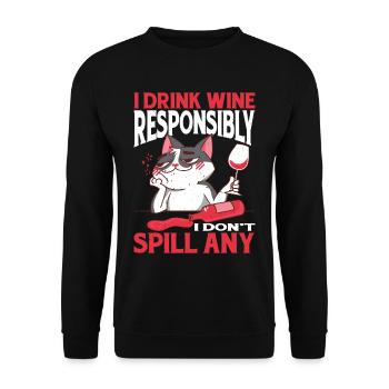 Je bois du vin de manière responsable, je n’en renverse pas 2 - Sweat-shirt Unisexe - noir - Devant - Alina (178cm) & Michal (187cm)