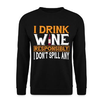 Je bois du vin de manière responsable, je n’en renverse pas 3 - Sweat-shirt Unisexe - noir - Devant - Alina (178cm) & Michal (187cm)