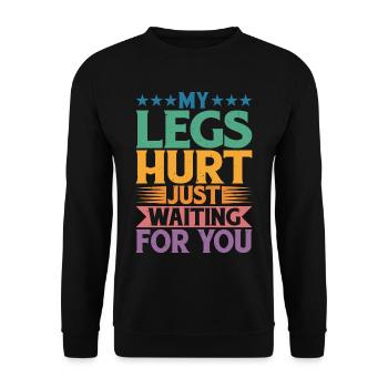 Mes jambes me font mal juste en attendant toi 21 - Sweat-shirt Unisexe - noir - Devant - Alina (178cm) & Michal (187cm)