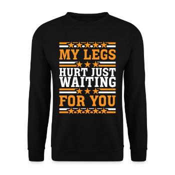Mes jambes me font mal juste en attendant toi 23 - Sweat-shirt Unisexe - noir - Devant - Alina (178cm) & Michal (187cm)