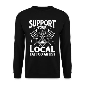 Support Your Local Tattoo Artist 2 - Unisex Pullover - Schwarz - Vorne - Alina (178cm) & Michal (187cm)
