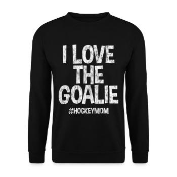 I Love The Goalie #hockeymom 3 - Unisex Pullover - Schwarz - Vorne - Alina (178cm) & Michal (187cm)