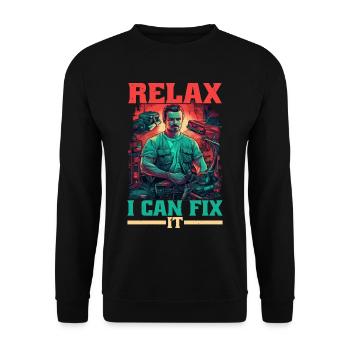 Relax I Can Fix It 17 - Unisex Sweatshirt - black - Front - Alina (178cm) & Michal (187cm)
