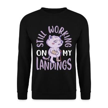 Still Working On My Landings 4 - Unisex Sweatshirt - black - Front - Alina (178cm) & Michal (187cm)