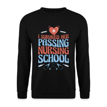 J’ai survécu à son décès à l’école d’infirmières 22 - Sweat-shirt Unisexe - noir - Devant - Alina (178cm) & Michal (187cm)