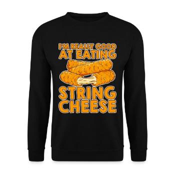 I'm Really Good At Eating String Cheese 2 - Unisex Sweatshirt - black - Front - Alina (178cm) & Michal (187cm)