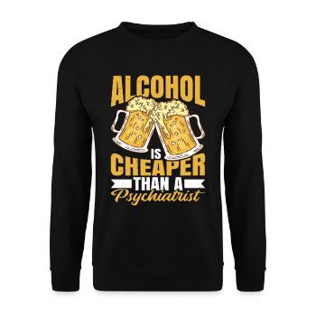 Alcohol Is Cheaper Than A Psychiatrist 2 - Unisex Pullover - Schwarz - Vorne - Alina (178cm) & Michal (187cm)