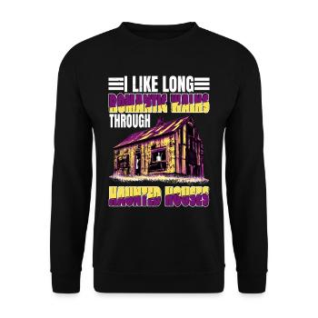 I Like Long Romantic Walks Through Haunted Houses - Unisex Sweatshirt - black - Front - Alina (178cm) & Michal (187cm)