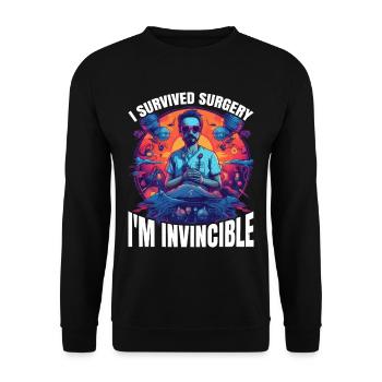 J’ai survécu à la chirurgie, je suis invincible 9 - Sweat-shirt Unisexe - noir - Devant - Alina (178cm) & Michal (187cm)