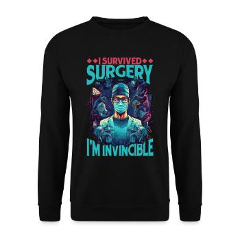 J’ai survécu à la chirurgie, je suis invincible 8 - Sweat-shirt Unisexe - noir - Devant - Alina (178cm) & Michal (187cm)