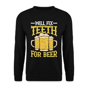 Will Fix Teeth For Beer 2 - Unisex Sweatshirt - black - Front - Alina (178cm) & Michal (187cm)