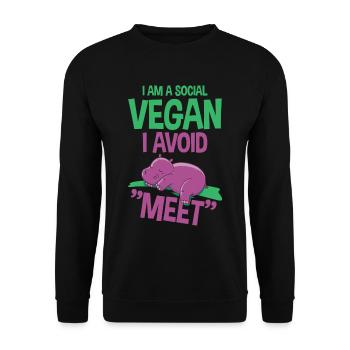 I Am A Social Vegan I Avoid Meet 2 - Unisex Pullover - Schwarz - Vorne - Alina (178cm) & Michal (187cm)