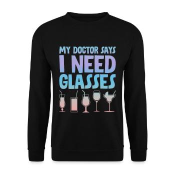 My Doctor Says I Need Glasses 4 - Unisex Sweatshirt - black - Front - Alina (178cm) & Michal (187cm)