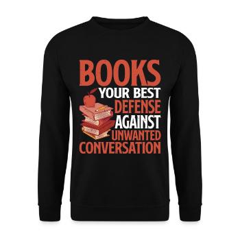 Livres, meilleure défense contre les conversations indésirables2 - Sweat-shirt Unisexe - noir - Devant - Alina (178cm) & Michal (187cm)