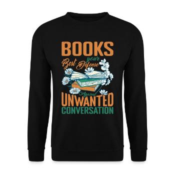 Les livres, la meilleure défense contre les conversations indésirables1 - Sweat-shirt Unisexe - noir - Devant - Alina (178cm) & Michal (187cm)