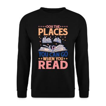 Ooh Les endroits où vous pouvez aller quand vous lisez - Sweat-shirt Unisexe - noir - Devant - Alina (178cm) & Michal (187cm)