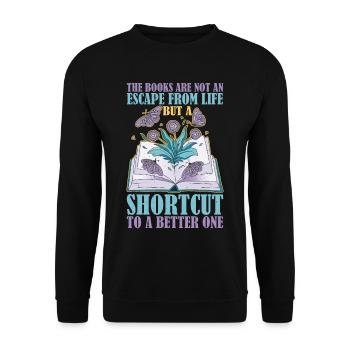 The Books Are Not An Escape From Life 2 - Unisex Pullover - Schwarz - Vorne - Alina (178cm) & Michal (187cm)