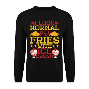 I Look Normal But I Eat Fries With Ice Cream - Unisex Sweatshirt - black - Front - Alina (178cm) & Michal (187cm)
