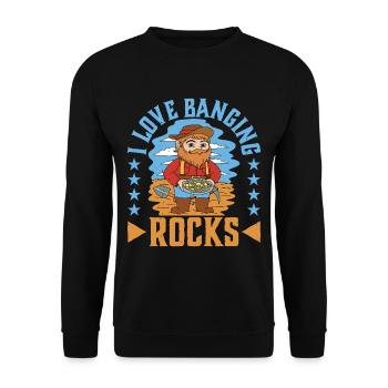 I Love Banging Rocks - Unisex Sweatshirt - black - Front - Alina (178cm) & Michal (187cm)