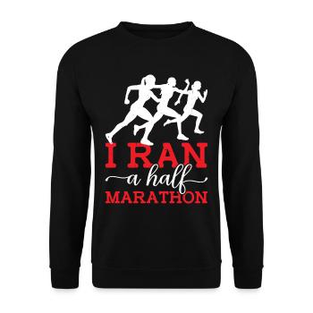 I Ran A Half Marathon 3 - Unisex Pullover - Schwarz - Vorne - Alina (178cm) & Michal (187cm)