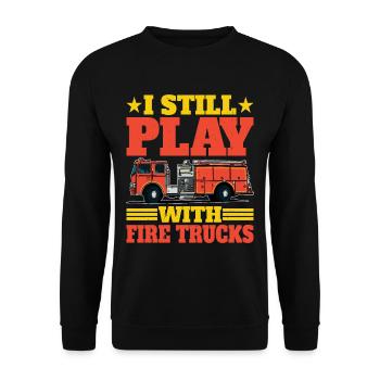 Je joue toujours avec les camions de pompiers 3 - Sweat-shirt Unisexe - noir - Devant - Alina (178cm) & Michal (187cm)