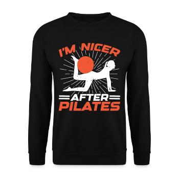 I'm Nicer After Pilates 2 - Unisex Pullover - Schwarz - Vorne - Alina (178cm) & Michal (187cm)
