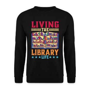 Living The Library Life - Unisex Sweatshirt - black - Front - Alina (178cm) & Michal (187cm)