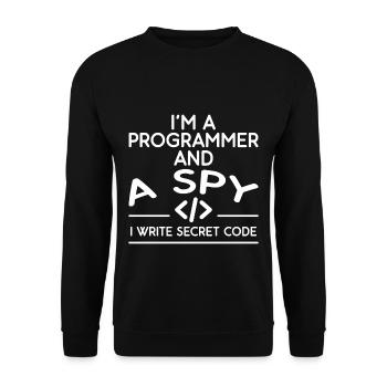 I'm A Programmer And A Spy, I Write Secret Code 4 - Unisex Pullover - Schwarz - Vorne - Alina (178cm) & Michal (187cm)