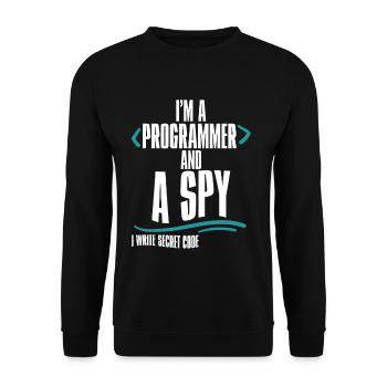 I'm A Programmer And A Spy, I Write Secret Code 2 - Unisex Pullover - Schwarz - Vorne - Alina (178cm) & Michal (187cm)