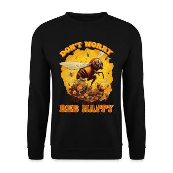 Don't Worry Bee Happy 46 - Unisex Sweatshirt - black - Front - Alina (178cm) & Michal (187cm)
