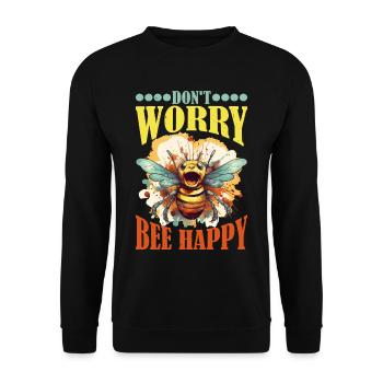 Don't Worry Bee Happy 47 - Unisex Sweatshirt - black - Front - Alina (178cm) & Michal (187cm)