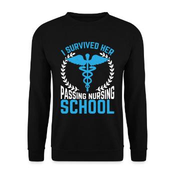 I Survived Her Passing Nursing School 27 - Unisex Sweatshirt - black - Front - Alina (178cm) & Michal (187cm)