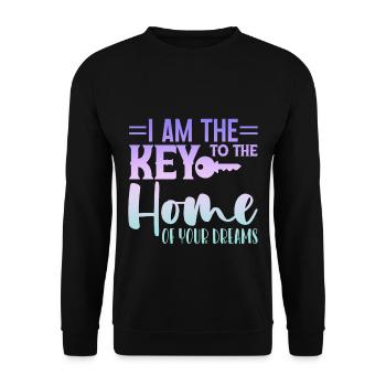 Je suis la clé de la maison de vos rêves 4 - Sweat-shirt Unisexe - noir - Devant - Alina (178cm) & Michal (187cm)