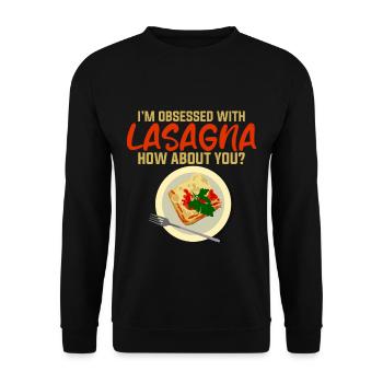 Je suis obsédé par les lasagnes, et toi 4 - Sweat-shirt Unisexe - noir - Devant - Alina (178cm) & Michal (187cm)