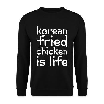 Korean Fried Chicken Is Life - Unisex Sweatshirt - black - Front - Alina (178cm) & Michal (187cm)