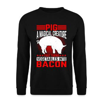 Pig, A Creature That Turns Vegetables Into Bacon 5 - Unisex Sweatshirt - black - Front - Alina (178cm) & Michal (187cm)