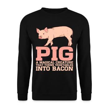 Pig, A Creature That Turns Vegetables Into Bacon 7 - Unisex Sweatshirt - black - Front - Alina (178cm) & Michal (187cm)