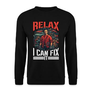 Relax I Can Fix It 19 - Unisex Sweatshirt - black - Front - Alina (178cm) & Michal (187cm)